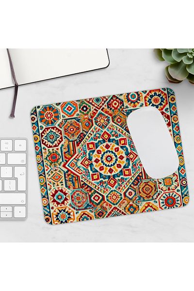 BASKIBAZAR Since 2020 Authentic Kilim Pattern Printed Rectangular Mousepad