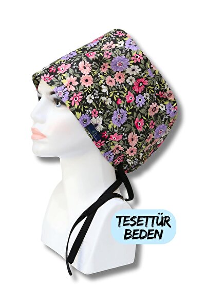 doktorbonem Şapcă pentru îmbrăcăminte islamică, cu flori mari, roz liliac, şapcă pentru medic, asistentă, îngrijitor medical, şapcă pentru spital