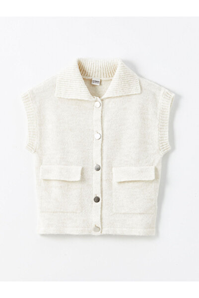 LC Waikiki Lcw Kidsekru Shirt Collar Girls' Knitwear Vest