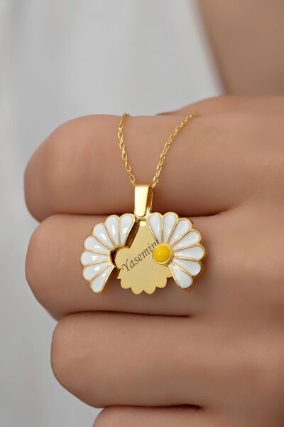 Doğaltaş Papatya Model Açılır İsimli Kadın Kolye