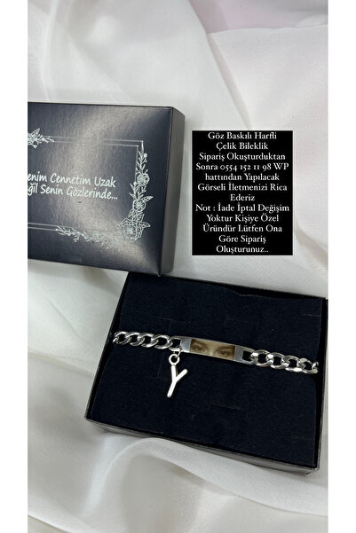 Çelik Harfli Göz Baskılı Çelik Bileklik - En Güzel Hediye