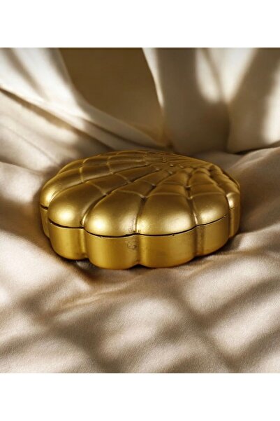 Hommark Gold altın istiridye Şekilli kapaklı Beton Dekoratif Takı Toka Kutusu...