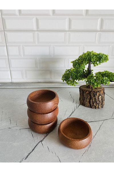 BALSA مجموعة من 4 أوعية تقديم مستديرة من الخشب الطبيعي