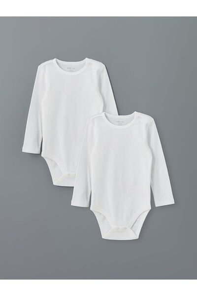 LC Waikiki New Season Crew Neck Basic Baby Boy Snap Bodysuit 2-Piece