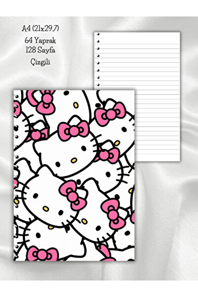 daily notebook Hello Kitty Çizgili Okul Defteri,64 Yaprak A4 (21x29,7 cm) Boy...