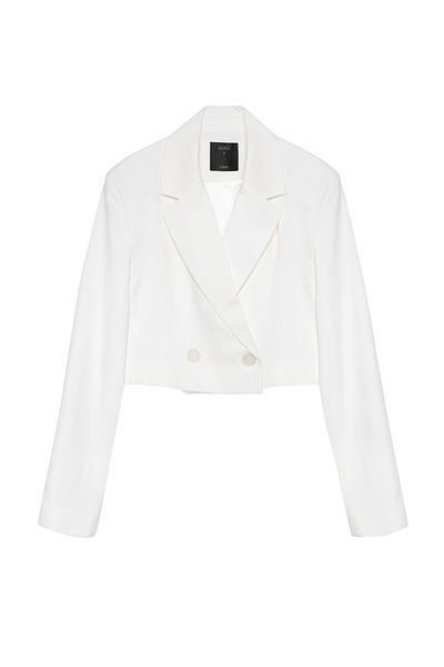 Quzu Jachetă Ecru Crop Blazer - Detaliu căptușită