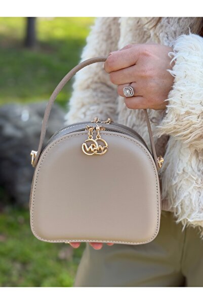 DEV 3 ADAM Geantă de mână și umăr încrucișată pentru femei, model simplu și elegant, cu compartimente bej-gri și curea reglabilă