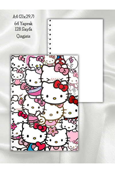 daily notebook Hello Kitty Çizgisiz Okul Defteri,64 Yaprak A4 (21x29,7 cm) Boyutunda