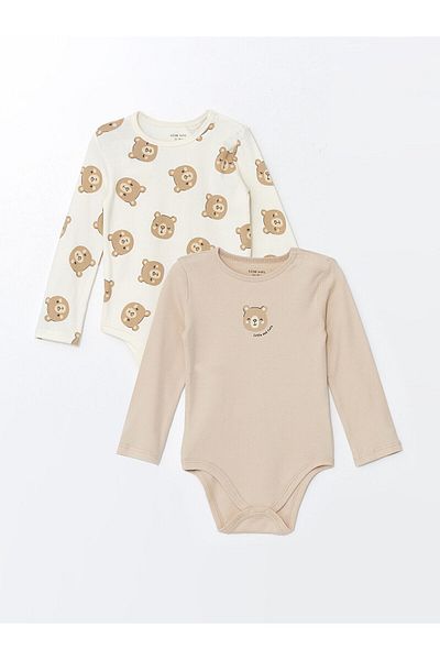 LC Waikiki Lcwk Crew Neck Printed Baby Boy Snap Body Set of 2