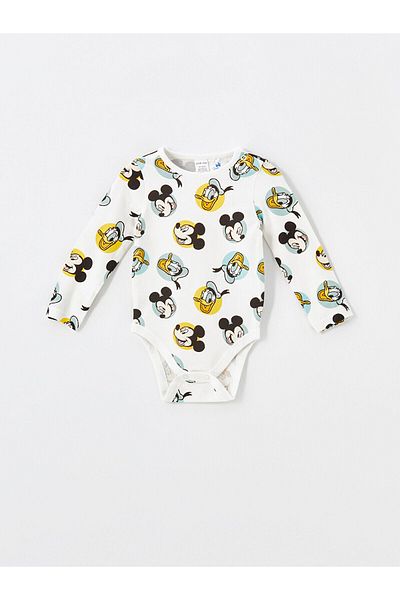 LC Waikiki Crew Neck Printed Baby Boy Snap Bodysuit 2-Piece
