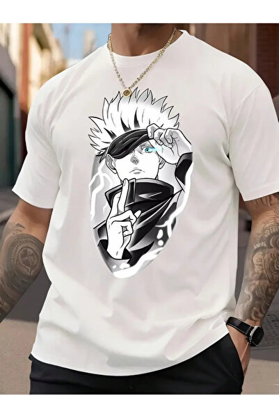 GALASHOP تي شيرت مطبوع عليه شخصية أنمي jujutsu بنسبة 100%