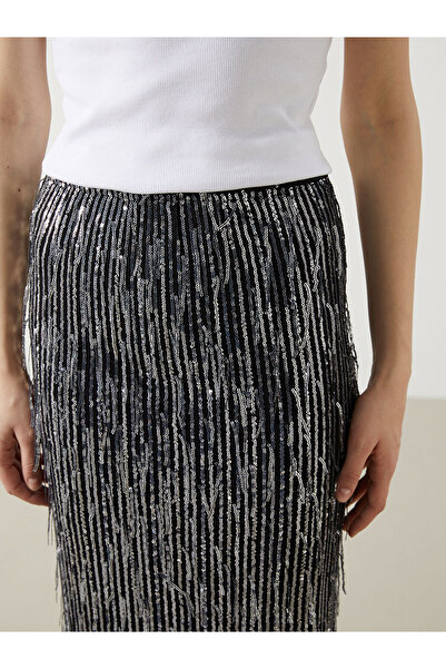 LC Waikiki Sequin Women's Skirt with Elastic Waist