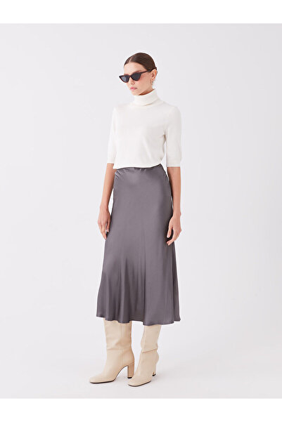 LC Waikiki Satin-Damenrock – Standard-Passform, gerader Schnitt