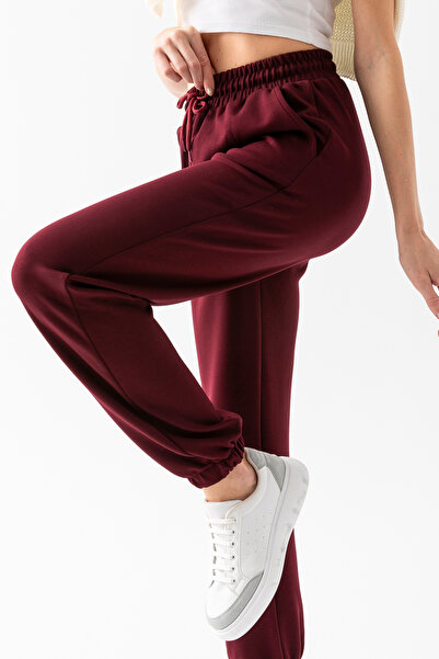 CNRCollection Φούτερ με ψηλή μέση μπορντό Modal - Ελαστική και απαλή υφή