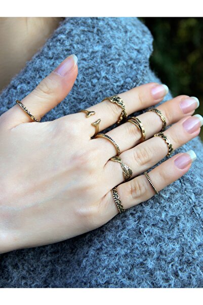 esha Eklem Yüzük Antik Model 10'lu Ayarlanabilir Eklem Yüzük Seti euy51