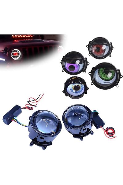 LIGHTNIX Animasyonlu Şeytan Göz Led Far - Çok Modlu Renkli Mercekli Far