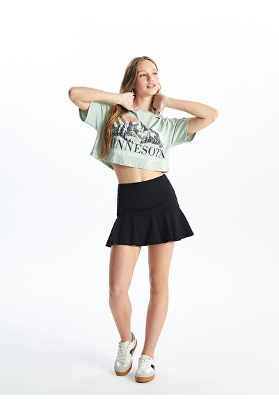 LC Waikiki XSIDE Μαύρη γυναικεία φούστα με σορτς - φερμουάρ στη μέση