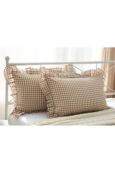 Erba kreasyon Fete de pernă cu volane cu model Gingham 50x70 - 2 buc