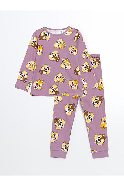 LC Waikiki Long Sleeve Chip and Dale Printed Baby Girl Pajamas Set