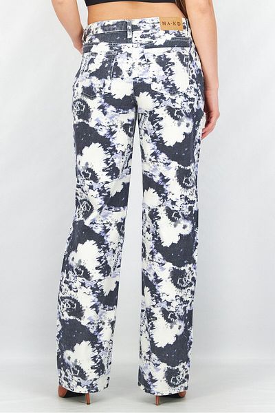 NA-KD Women Regular Fit Tie Dye Non-stretchable Denim, White Combo