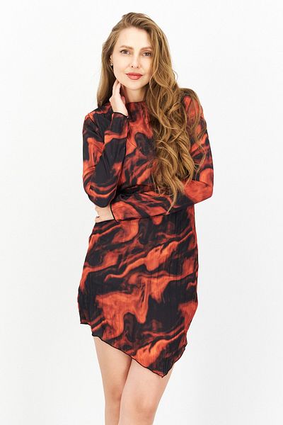 NA-KD Women Abstract Print Midi Casual Dress, Black