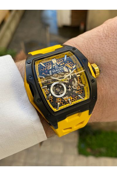 Reward Automatic 5Atm Waterproof Yellow Color Mens Wrist Watch Valentines Day Gift