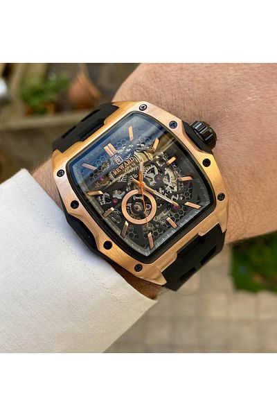 Reward Black Color 5 Atm Waterproof Steel Case Automatic Mens Wrist Watch