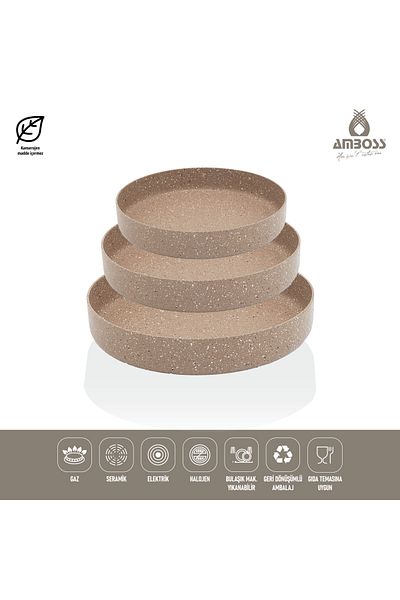 Amboss OLIVIN 3 PCS GRANITE OVEN TRAY SET BROWN