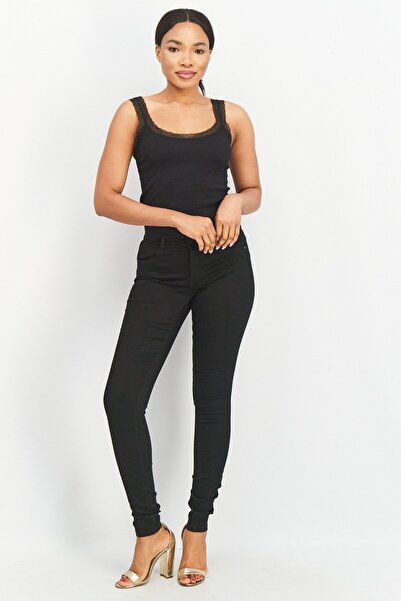 Noisy May Women Slim Fit Mid Waist Stretchable Denim, Black