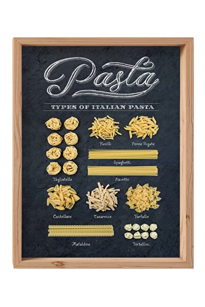 Jeronkarji İtalyan Makarna Çeşitleri Ahşap Tablo Çerçeveli Ev Mutfak Cafe Ofi...