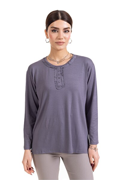 Mutlu City Bluză din bumbac pieptănat pentru femei de vârstă mijlocie și pest...