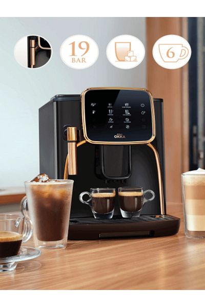 Arzum OKKA OK0028 AUTOMATIC ESPRESSO MACHINE (Milk integrated) Black - copper