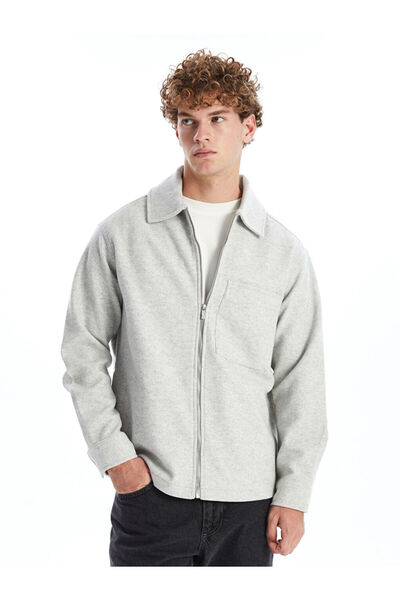 LC Waikiki Gray Comfortable Fit Long Sleeve Men's Shirt Jacket