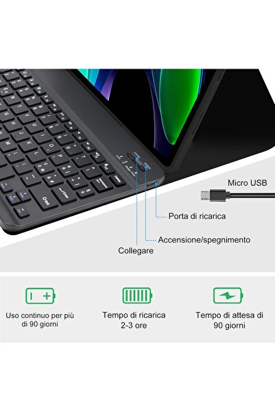 m.tk moveteck Pad 6 / Pad 6 Pro 11 Compatible Bluetooth Enabled Case with Stand, Pen Compartment and Keyboard Magnetic