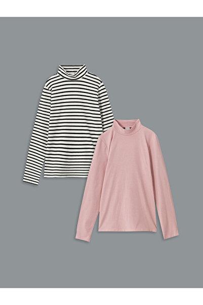 LC Waikiki Pink Turtleneck Girl's T-Shirt 2-Pack