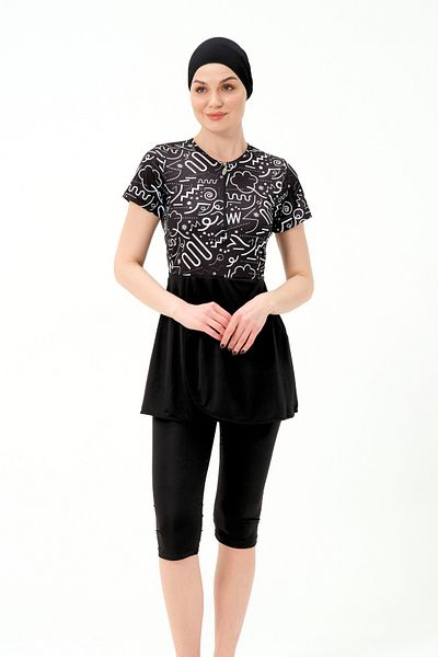 TESMAY Set of 4 - Short Sleeve Semi-Closed Swimsuit (Bone, Bustier, Bottom and Top Swimsuit)