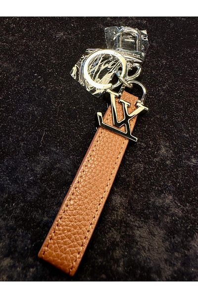 Amber Coffee Color Leather Keychain