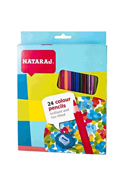 Nataraj مجموعة أقلام جافة كبيرة الحجم مكونة من 24 لونًا