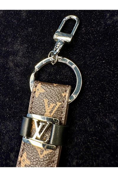 Amber Coffee Color Printed Leather Keychain