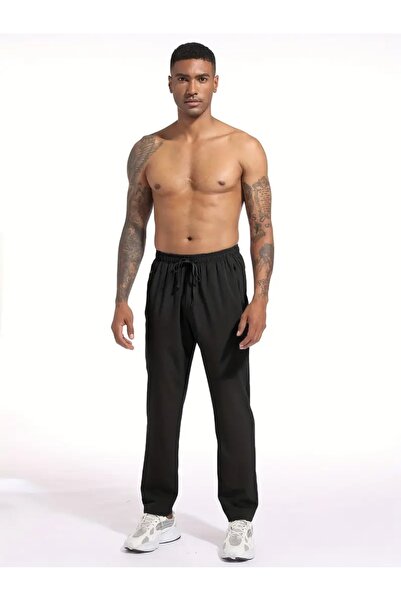 CAONNES Pantaloni de trening negri, cu croială largă, supradimensionați, din ...