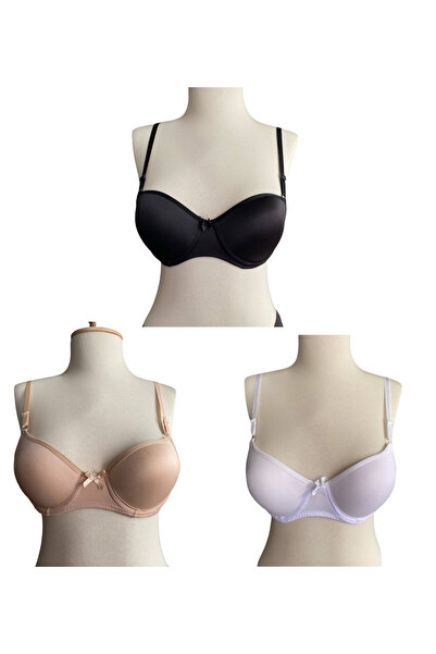 İNSPİRA Бюстгальтер з пуш-апом і базовим дизайном Lotus, з наповнювачами, 3 штуки в упаковці, чорно-білий колір