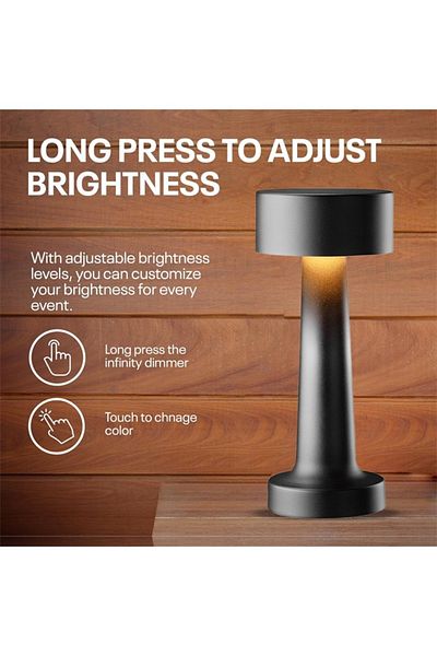Taimi Cordless Touch Led Table Lamp - Battery 1000mah Thick Corner Black