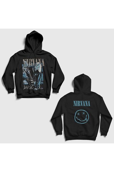 Presmono Hanorac cu glugă unisex negru Kurt Cobain Nirvana 516743 tt