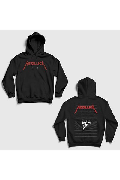 Presmono Унисекс суитшърт с качулка и щампа на гърба с черен череп Blinds Metallica 516058tt