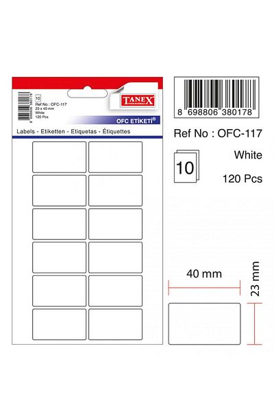 Tanex Λευκή ετικέτα 40×23 mm - Ofc-117