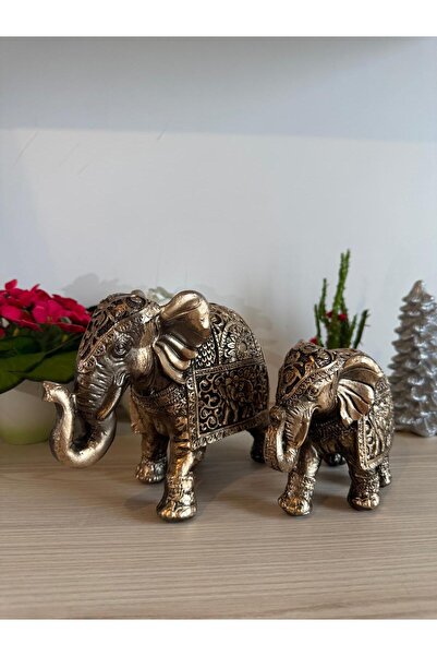 MGS COLLECTION Dekoratif Ikili Fil Biblo Antik