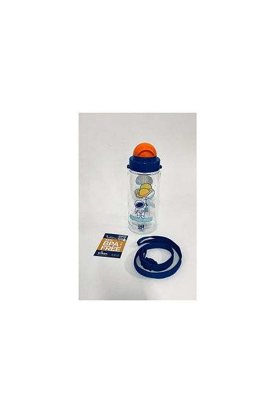 Gıpta Blue - Me Tritan Patterned Water Bottle with Straw 500 Cc Dark Blue