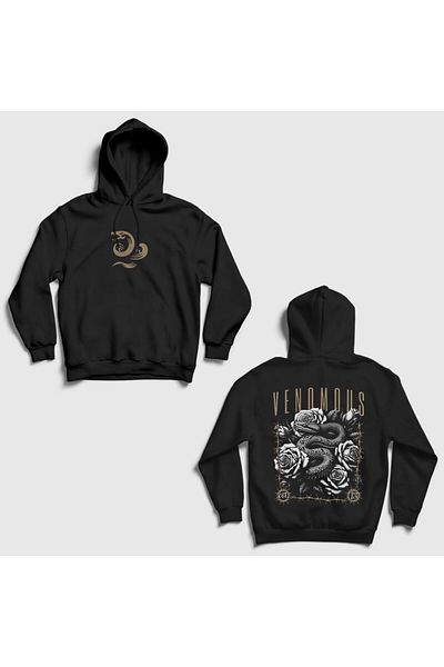 Presmono Μαύρο φούτερ με κουκούλα Venomous Snake Unisex - 518228 ττ