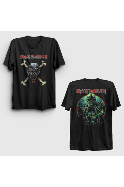 Presmono Unisex crni čarobnjački metalni Iron Maiden ranac Štampano T-shirt 5...