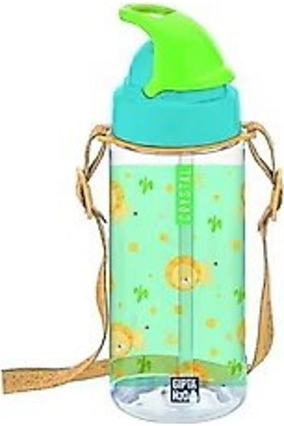 Gıpta Crystal Tritan Patterned Water Bottle with Straw 500 Cc Green